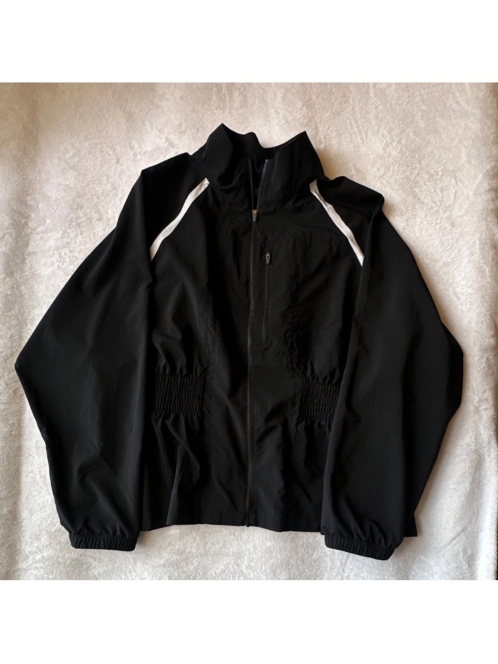New Balance Women's Black Track Jacket 2XL windbreaker White Stripe Spring trend